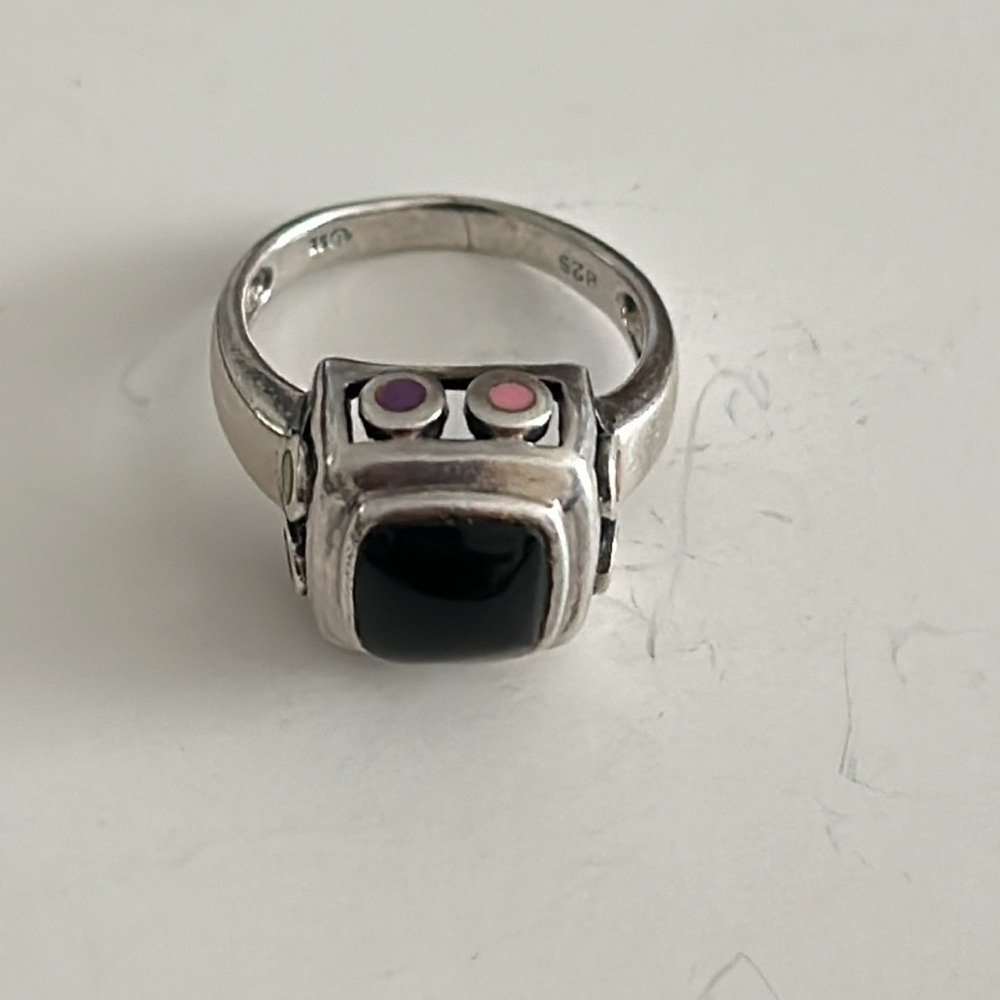 Multi Gemstone Ring, Real Solid Sterling Silver 9… - image 7